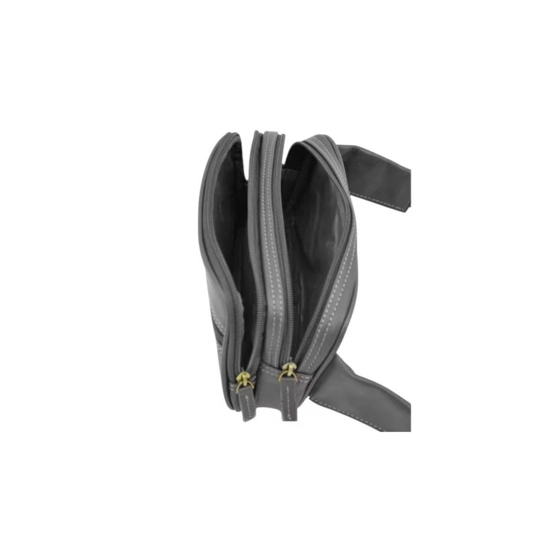 Sac banane cuir de vachette noir – Multi-compartiments zippés – Homme