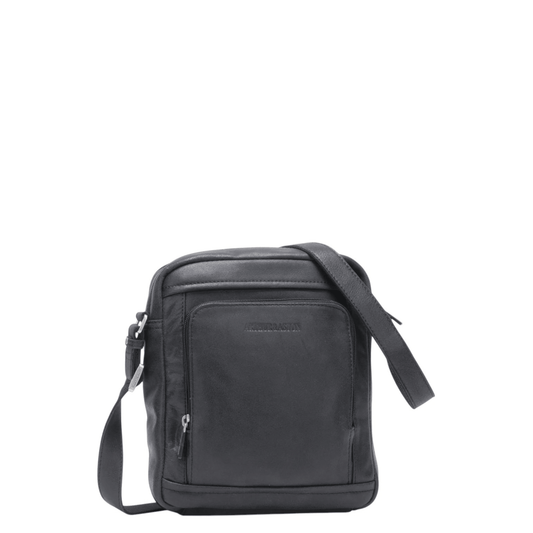 Sacoche travers Cristiano Arthur & Aston 62-1040 en cuir noir vue de face