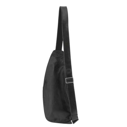 Dos de la sacoche Holster Cristiano Arthur & Aston en cuir destroy noir avec bandoulière réglable