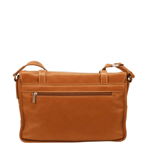 Besace Arthur & Aston Johany cognac vue arrière avec poche zippée