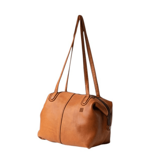 Sac cabas BIBA HOP1L Cuero cognac, vue trois quarts avec fermeture zippée