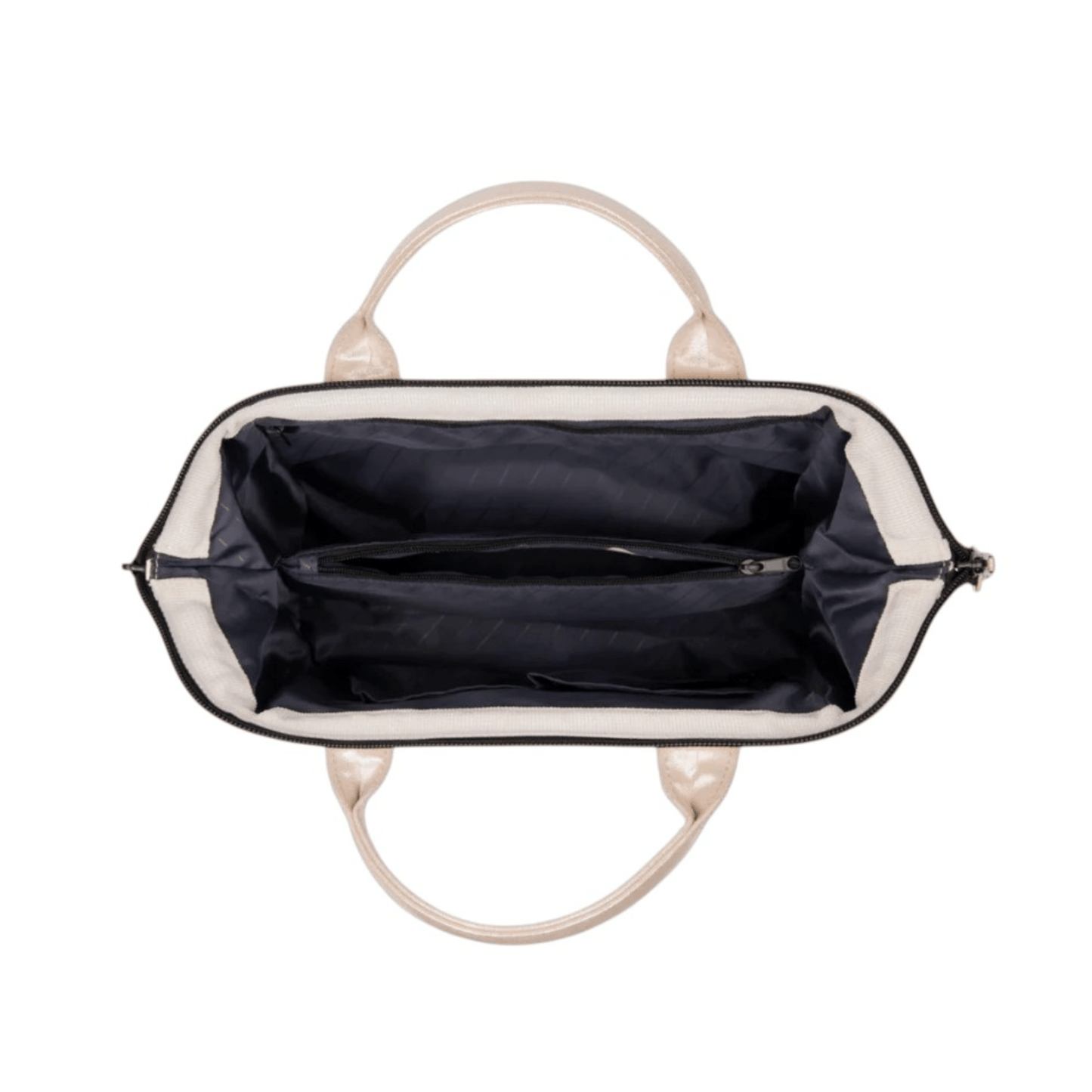 Vue du dessus du sac Cabaïa Crossbody Adventurer Medium Honolulu montrant son organisation intérieure.