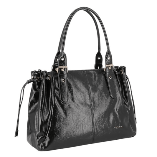 Sac cabas FLORA & CO Antonio 7578 noir vue de trois quarts
