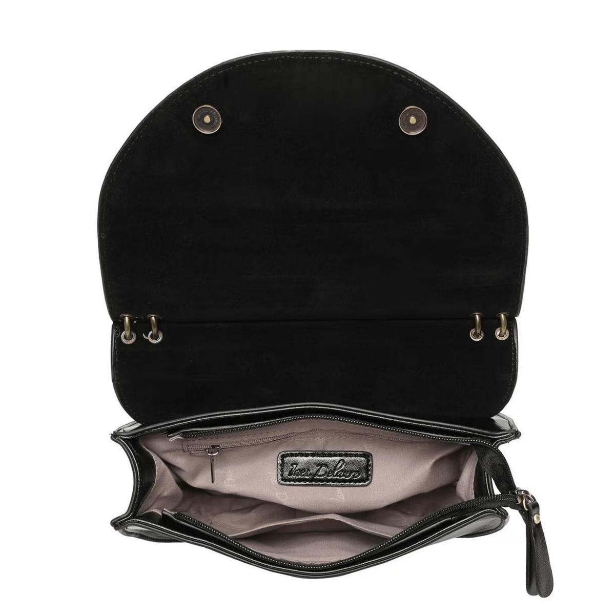 Intérieur du sac bandoulière Inès Delaure noir