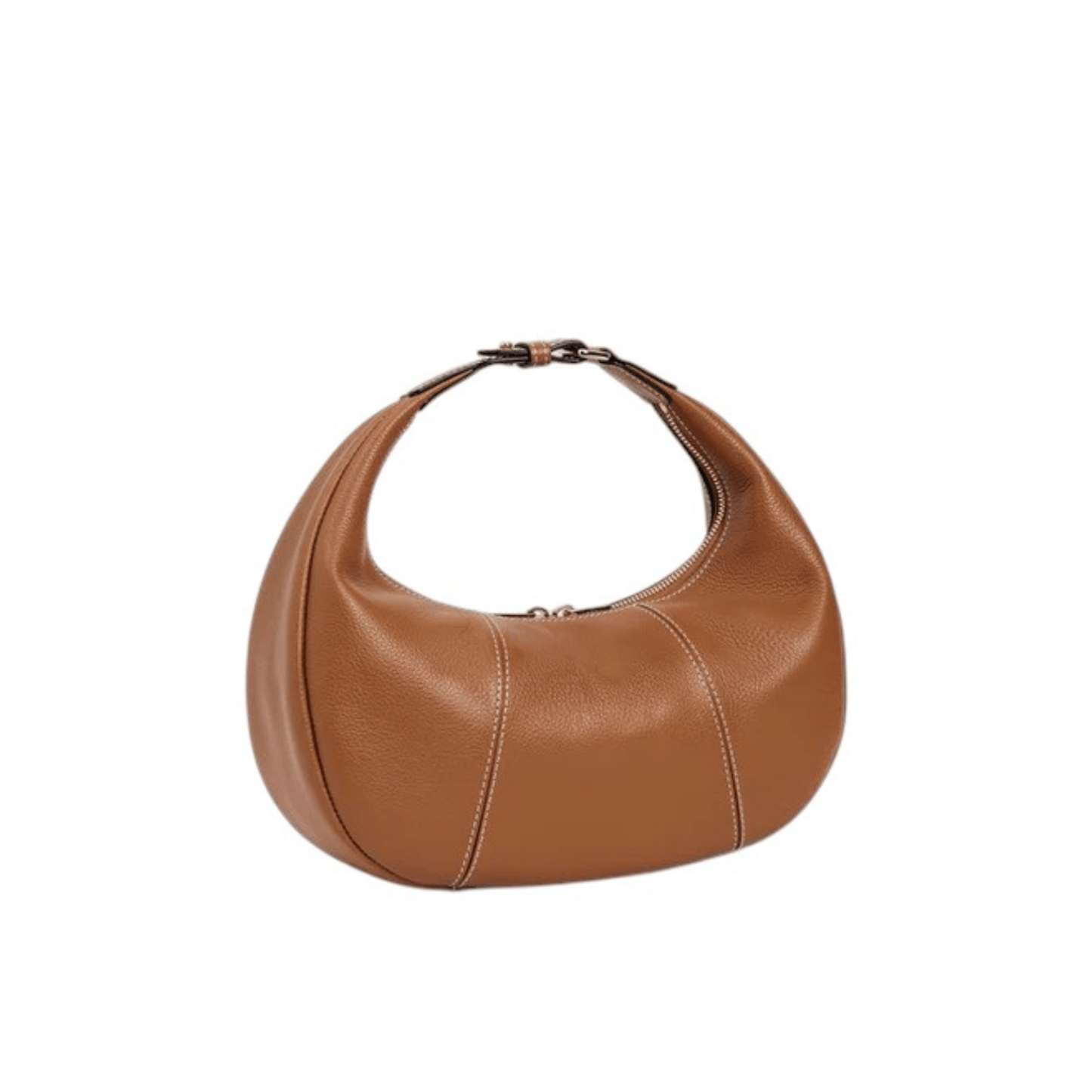 Sac hobo Le Tanneur TJET1402G05 Tan en cuir pleine fleur grainé vue trois-quarts