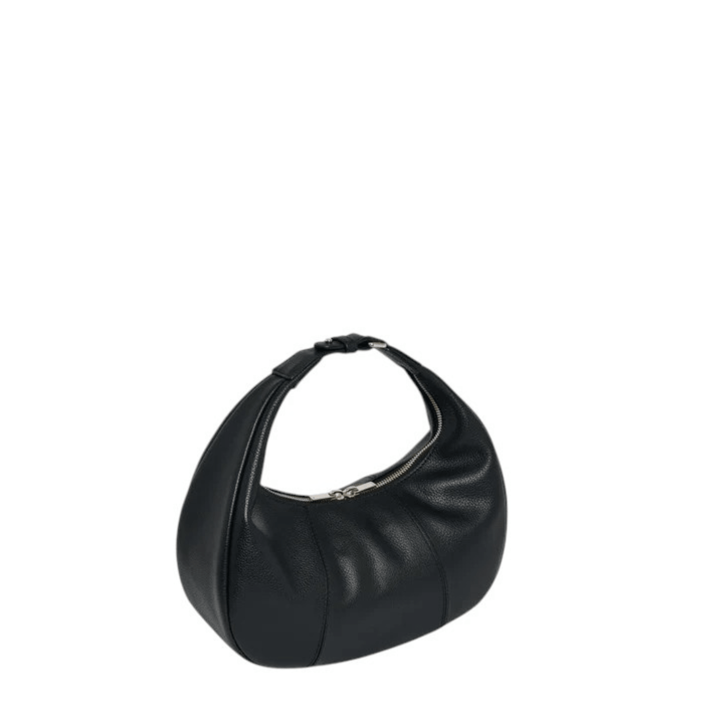 Sac hobo Le Tanneur TJET1402N01 noir en cuir pleine fleur vue trois-quarts