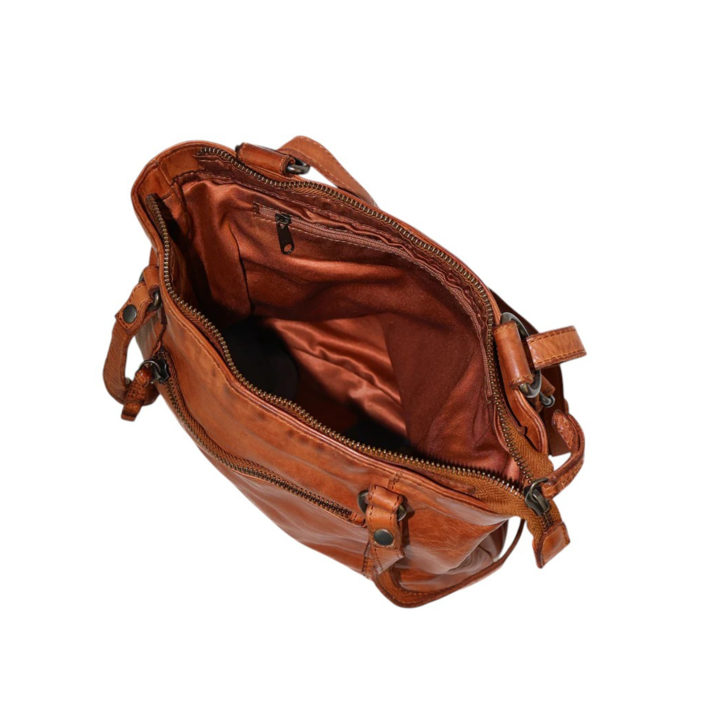 Sac cuir cognac BEAR Sandy interieur compartiment et poches