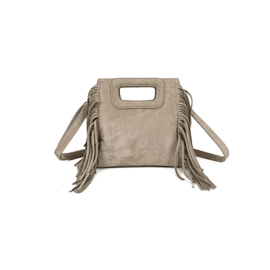Sac bandoulière Gallantry à franges taupe effet daim femme Nevada Maroquinerie