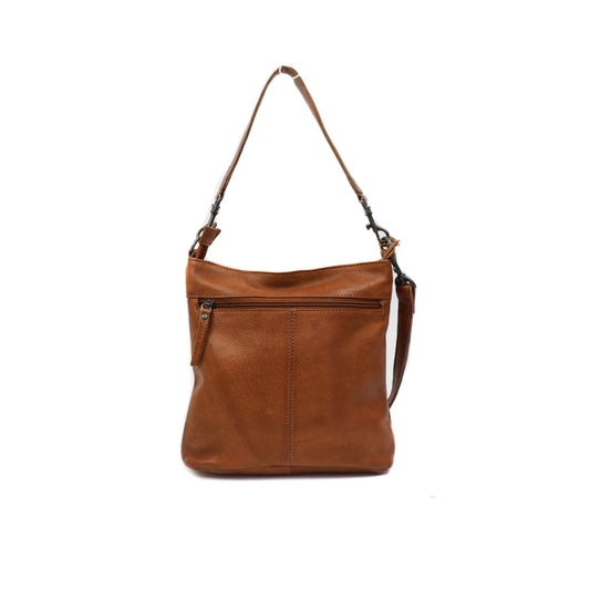 Sac bandouliere cuir cognac BEAR CAPRICA vue arriere poche zip