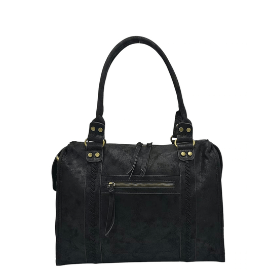 Sac cabas Mandoline 27661 noir effet vieilli vue de face
