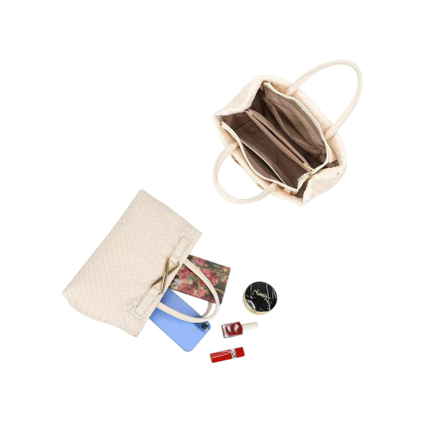 Sac à main beige tressé Gallantry – Sac bandoulière chic petit format