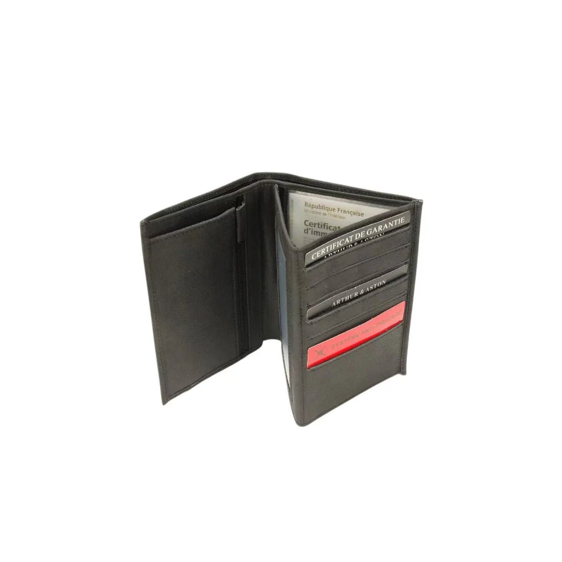 Portefeuille Diego Arthur & Aston noir – intérieur avec emplacements cartes