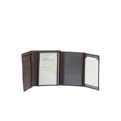 Portefeuille Diego Arthur & Aston châtaigne – intérieur dépliant carte grise ouvert