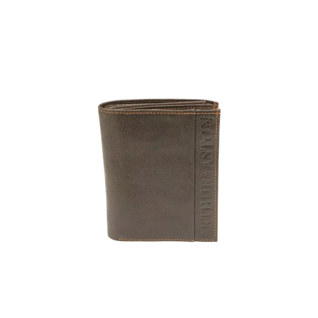 Portefeuille Diego Arthur & Aston châtaigne – fermé vue de face, logo embossé