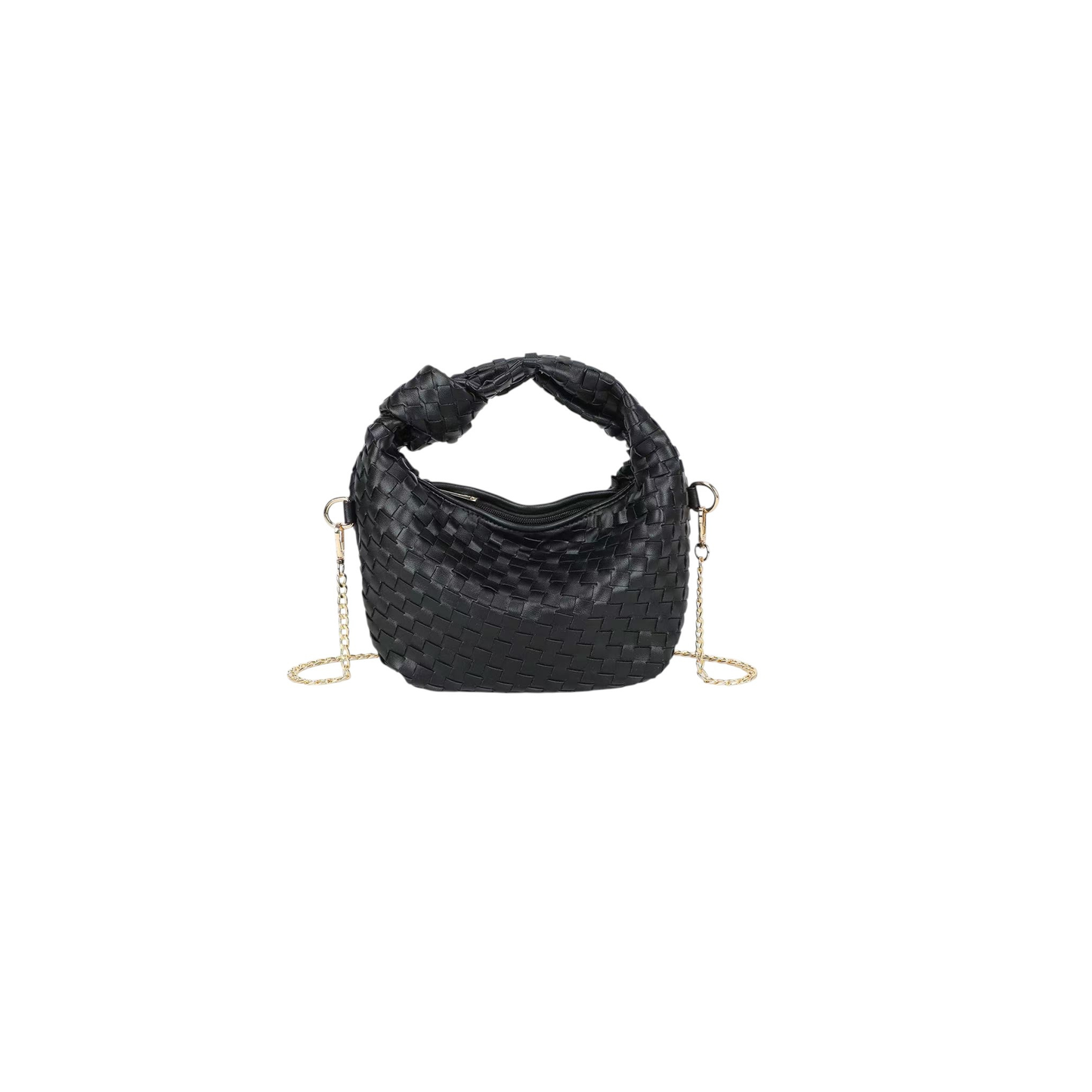 Sac bandoulière noir tressé Gallantry – Petit sac chic avec chaîne