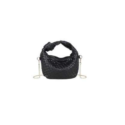 Sac bandoulière noir tressé Gallantry – Petit sac chic avec chaîne