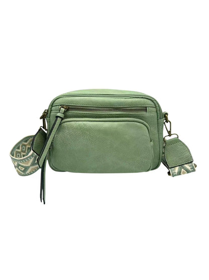 Sac bandoulière femme Mandoline synthétique tilleul – Double bandoulière