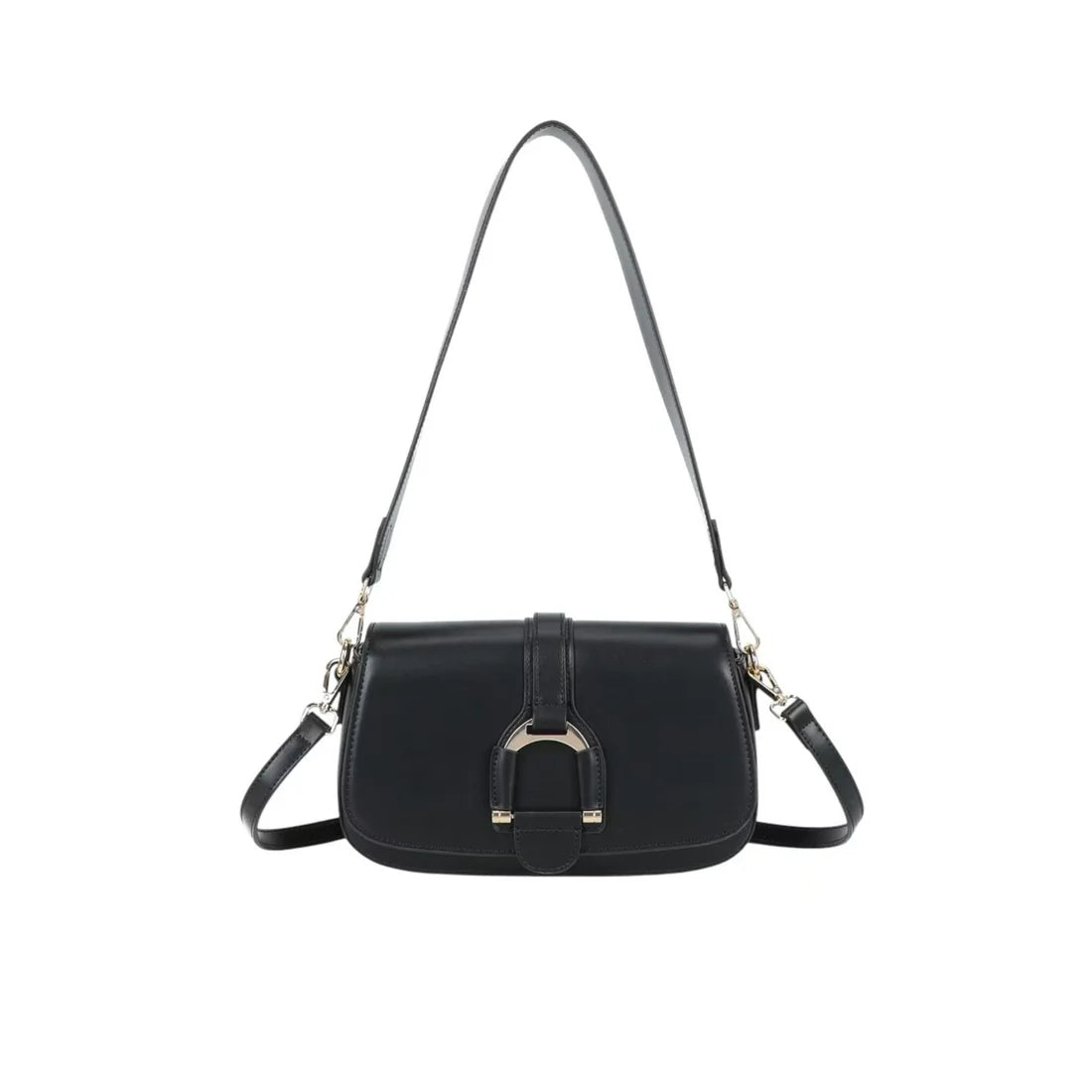 Sac bandoulière femme Gallantry noir – Rabat fermoir – Synthétique