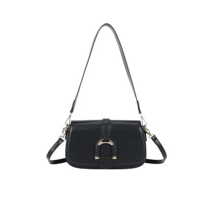 Sac bandoulière femme Gallantry noir – Rabat fermoir – Synthétique