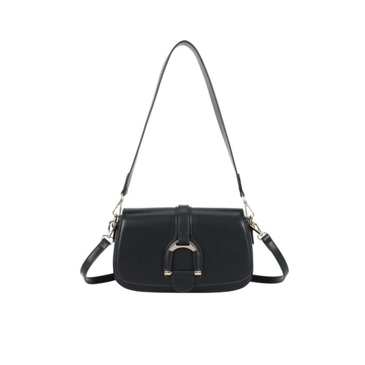 Sac bandoulière femme Gallantry noir – Rabat fermoir – Synthétique