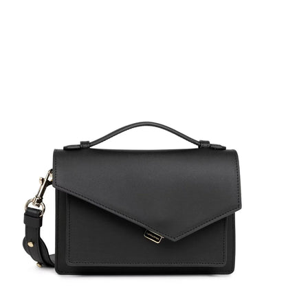 Sac trotteur Lancaster x Zoé noir – Cuir vachette, rabat graphique & bandoulière