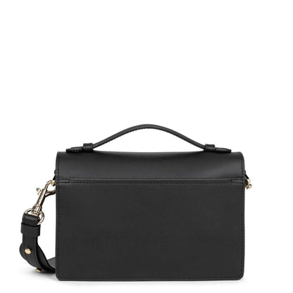 Sac trotteur Lancaster x Zoé noir – Cuir vachette, rabat graphique & bandoulière