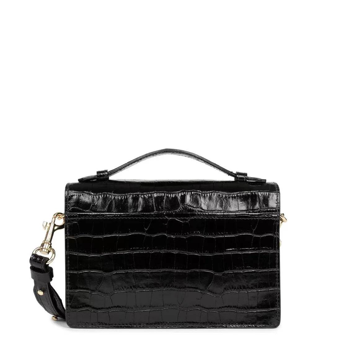 Sac Trotteur Lancaster x Zoé – Cuir Noir Effet Croco