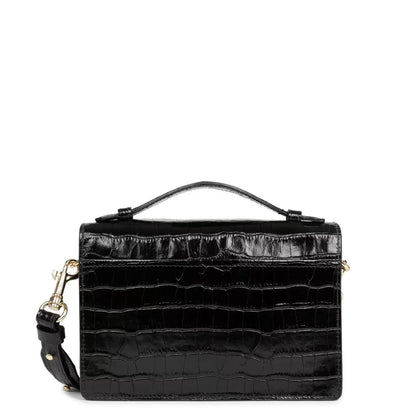 Sac Trotteur Lancaster x Zoé – Cuir Noir Effet Croco