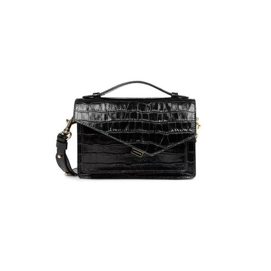 Sac Trotteur Lancaster x Zoé – Cuir Noir Effet Croco