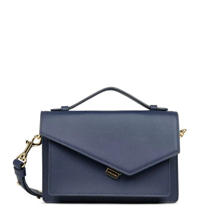 Sac Trotteur Lancaster x Zoé – Cuir Grainé Bleu Mer