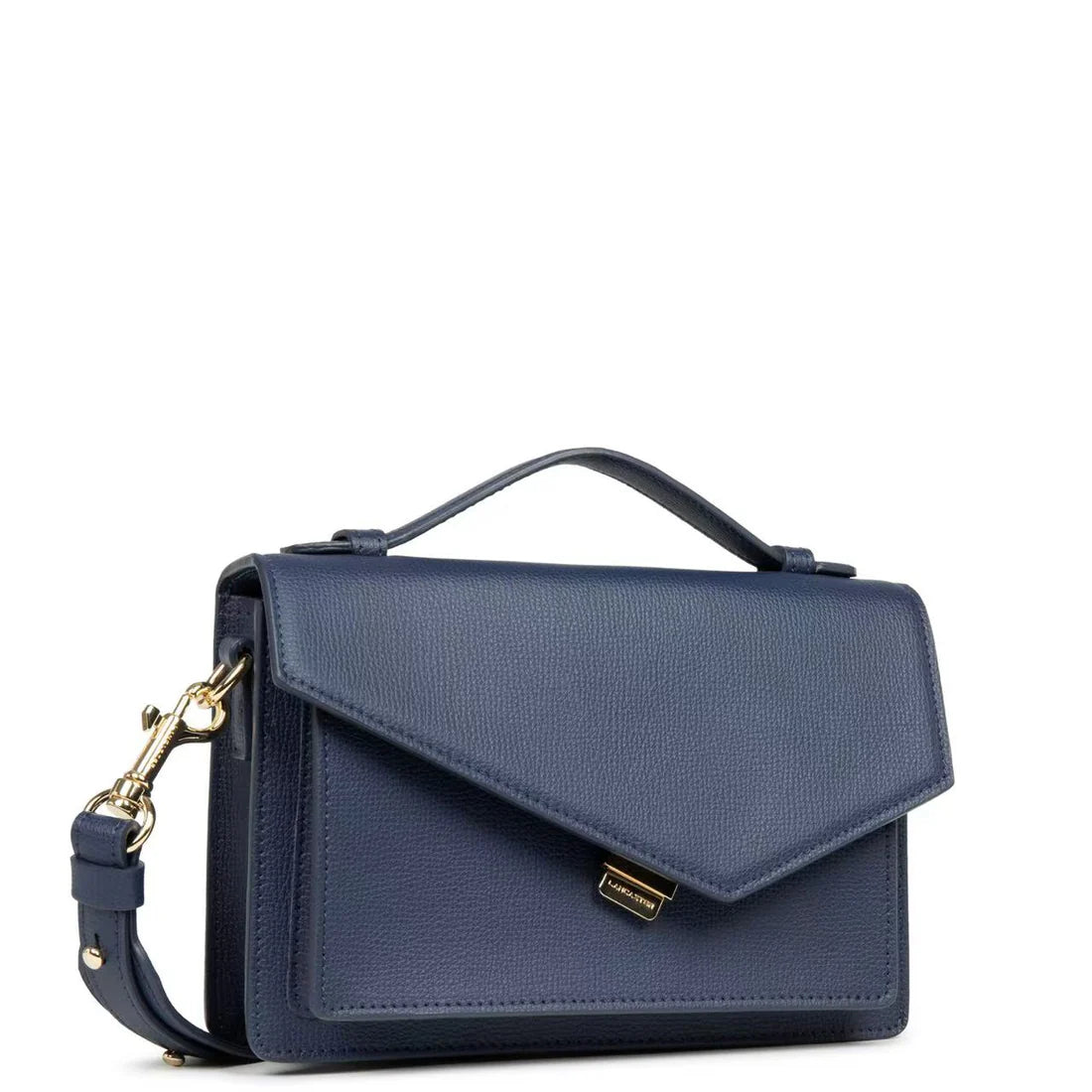 Sac Trotteur Lancaster x Zoé – Cuir Grainé Bleu Mer