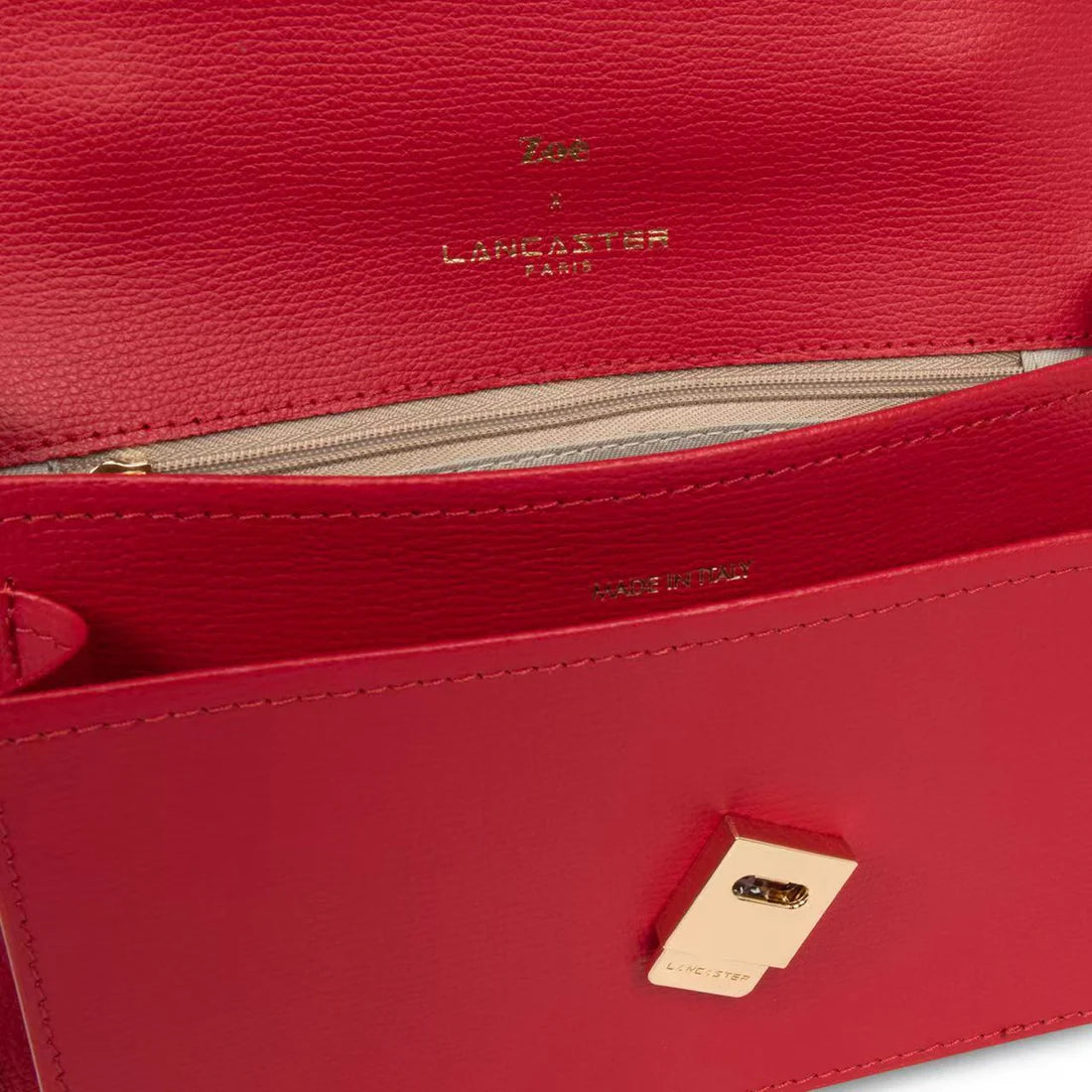 Sac Trotteur Lancaster x Zoé – Cuir Grainé Rouge
