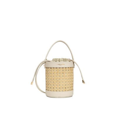 sac seau lancaster rotin cuir beige vue face