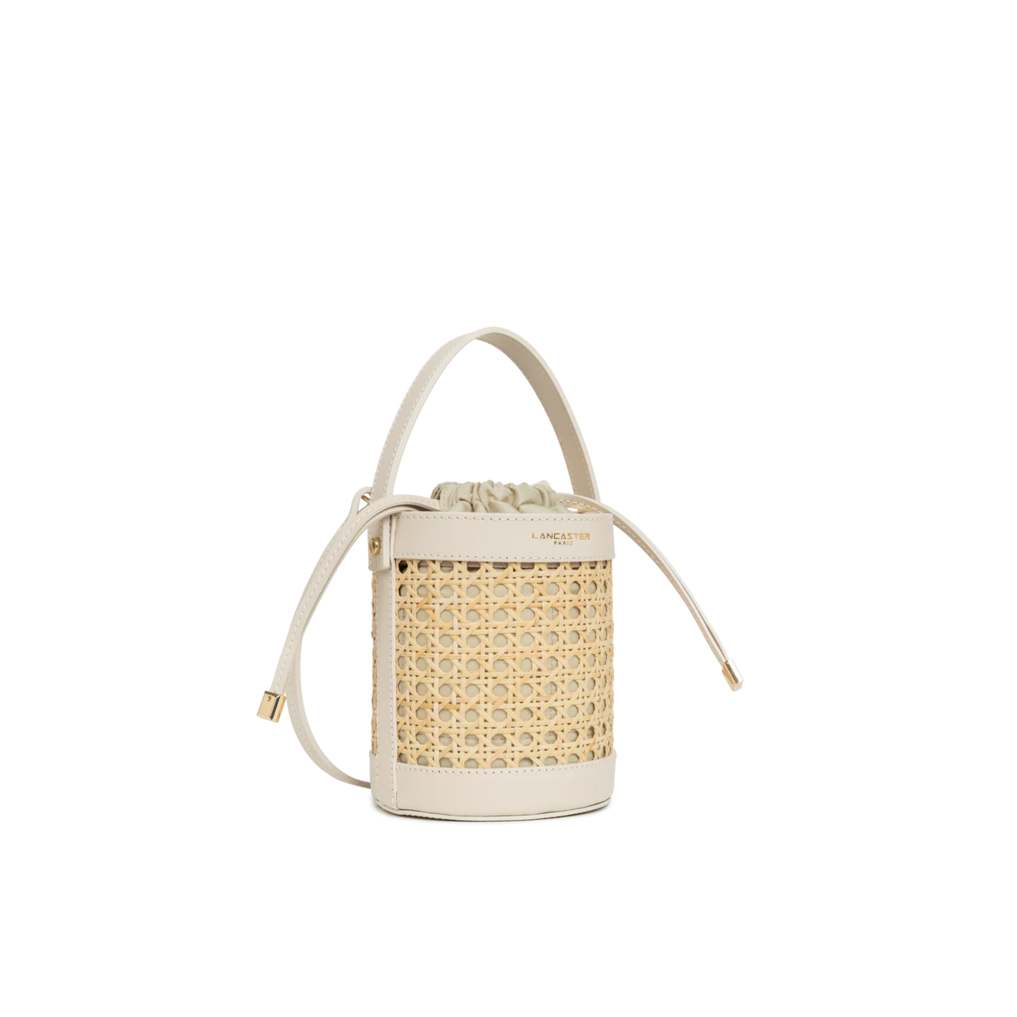 sac seau femme rotin naturel cuir vue profil