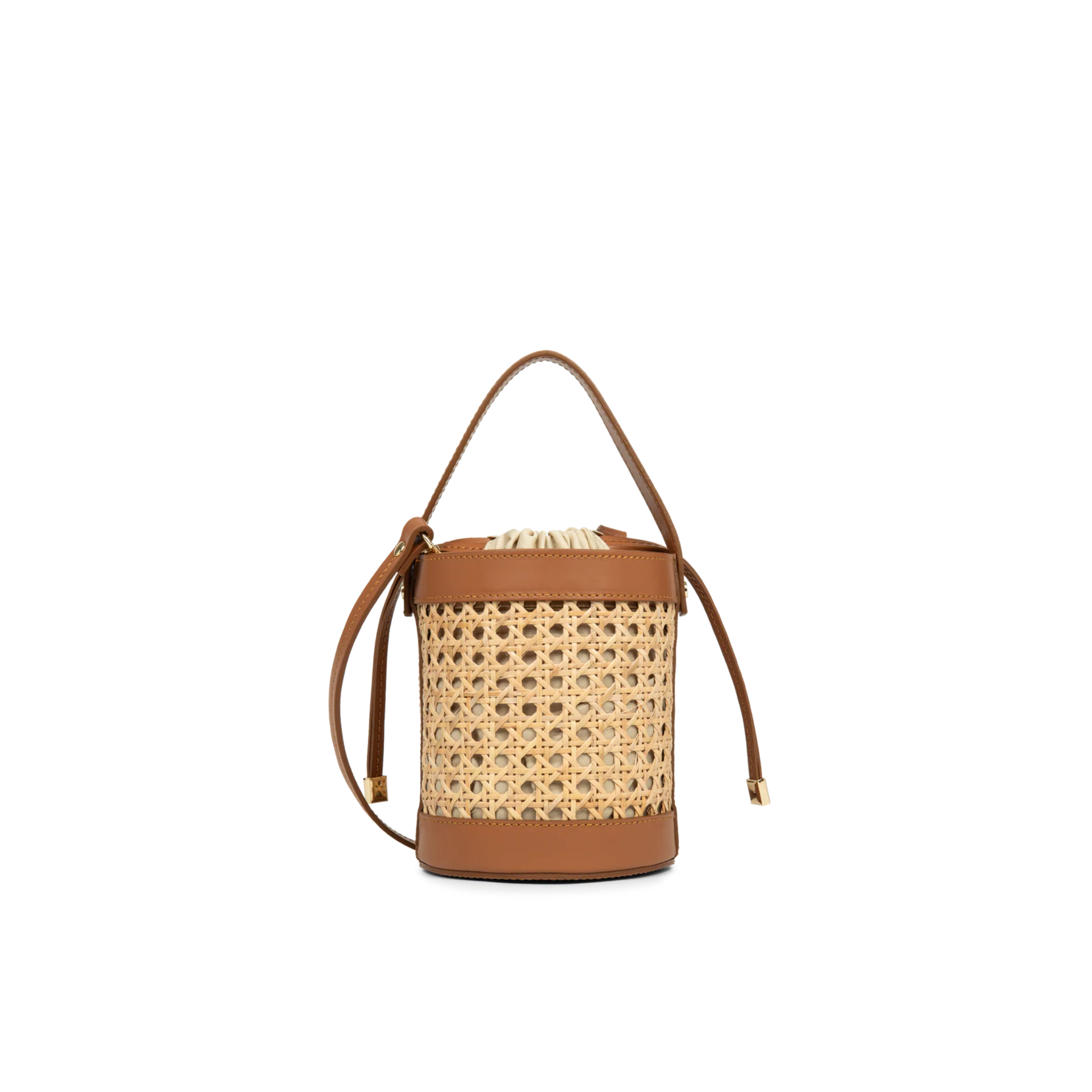 sac seau femme rotin naturel cuir camel dos