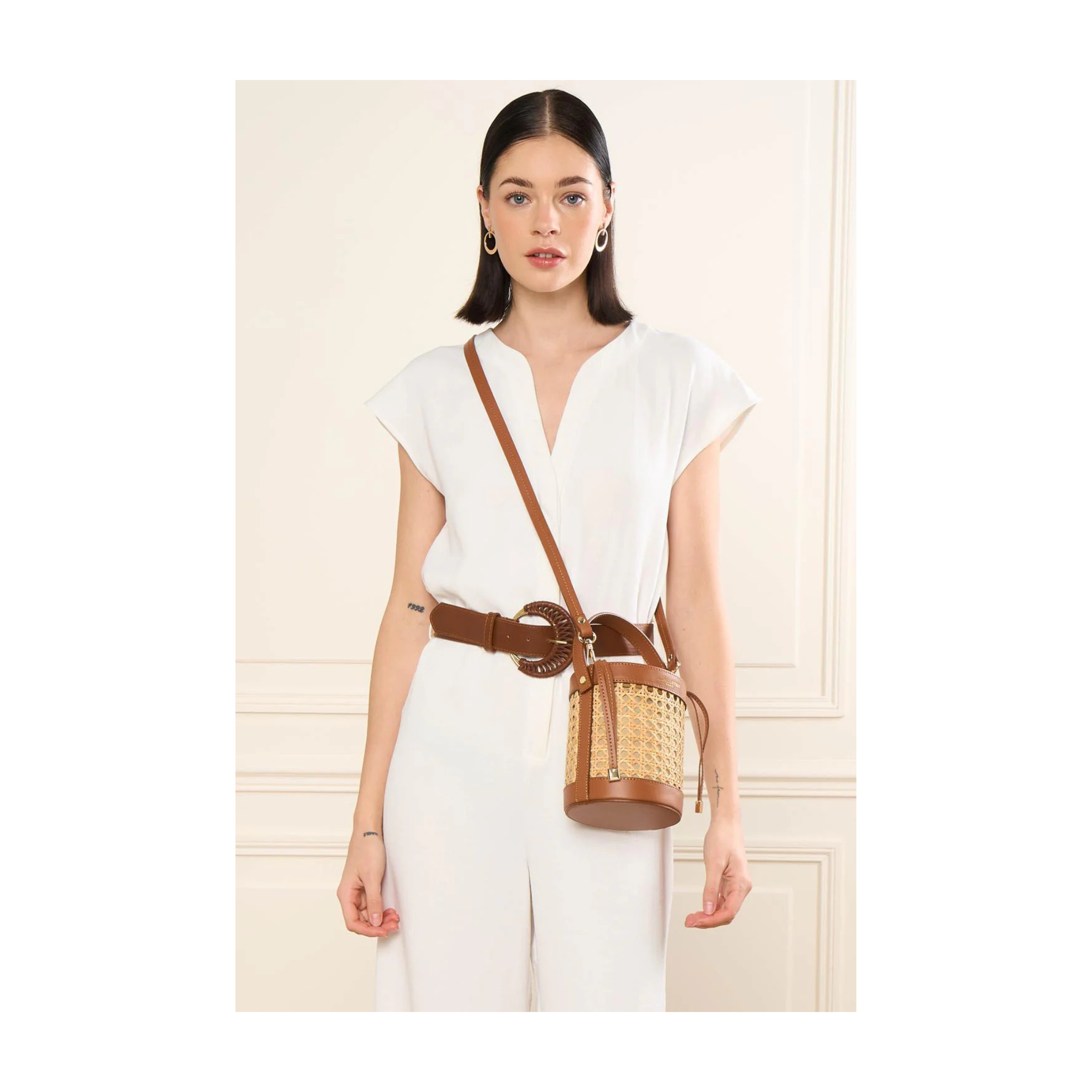 sac seau femme rotin cuir Nevada Maroquinerie