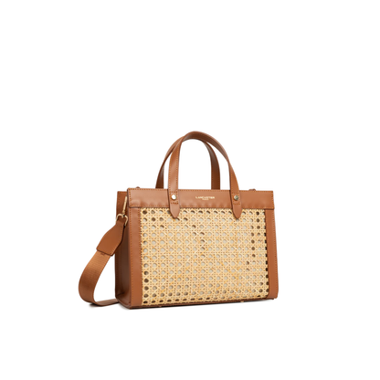 sac cabas rotin cuir profil bandouliere femme