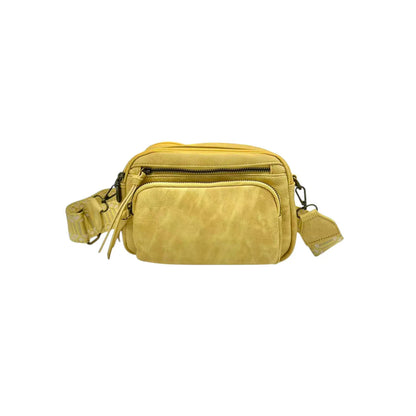 Sac bandoulière femme Mandoline synthétique jaune moutarde – Double bandoulière