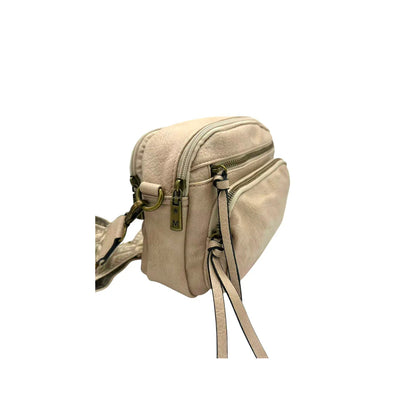 Sac bandoulière femme Mandoline synthétique taupe – Double bandoulière
