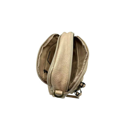 Sac bandoulière femme Mandoline synthétique taupe – Double bandoulière