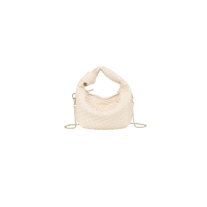 Sac bandoulière beige tressé Gallantry – Petit sac chic avec chaîne