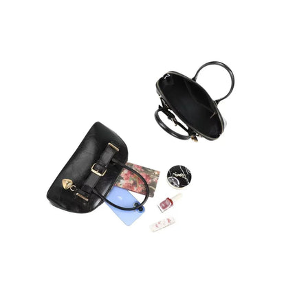 Sac à main femme noir Gallantry – Anses rigides, bijou cœur doré et bandoulière