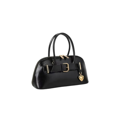 Sac à main femme noir Gallantry – Anses rigides, bijou cœur doré et bandoulière