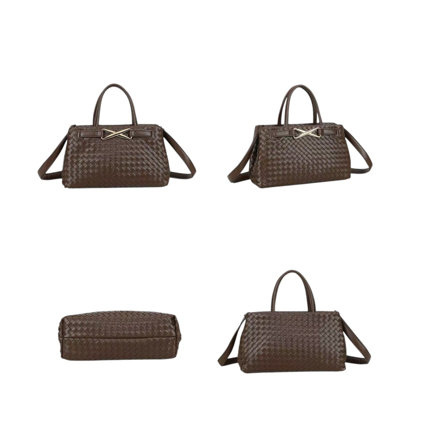 Sac à main marron café tressé Gallantry – Sac bandoulière chic petit format