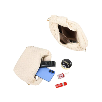 Sac bandoulière beige tressé Gallantry – Petit sac chic avec chaîne