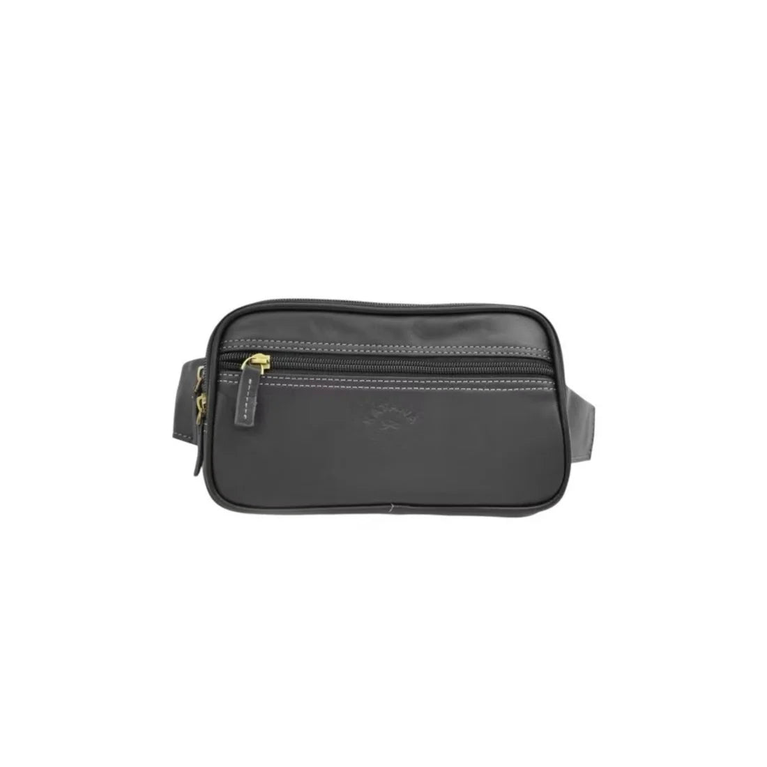 Sac banane cuir de vachette noir – Multi-compartiments zippés – Homme
