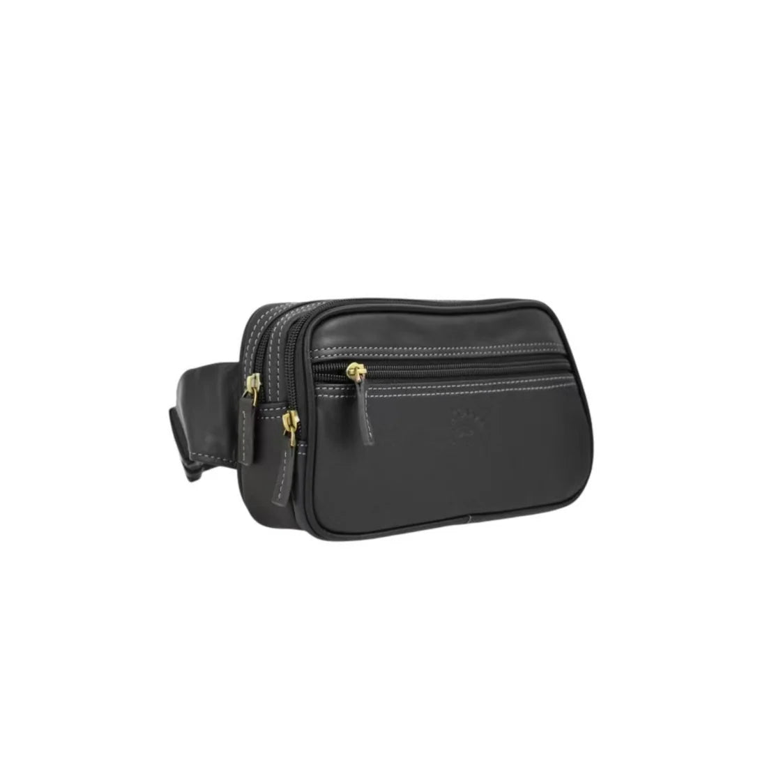 Sac banane cuir de vachette noir – Multi-compartiments zippés – Homme