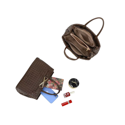 Sac à main marron café tressé Gallantry – Sac bandoulière chic petit format