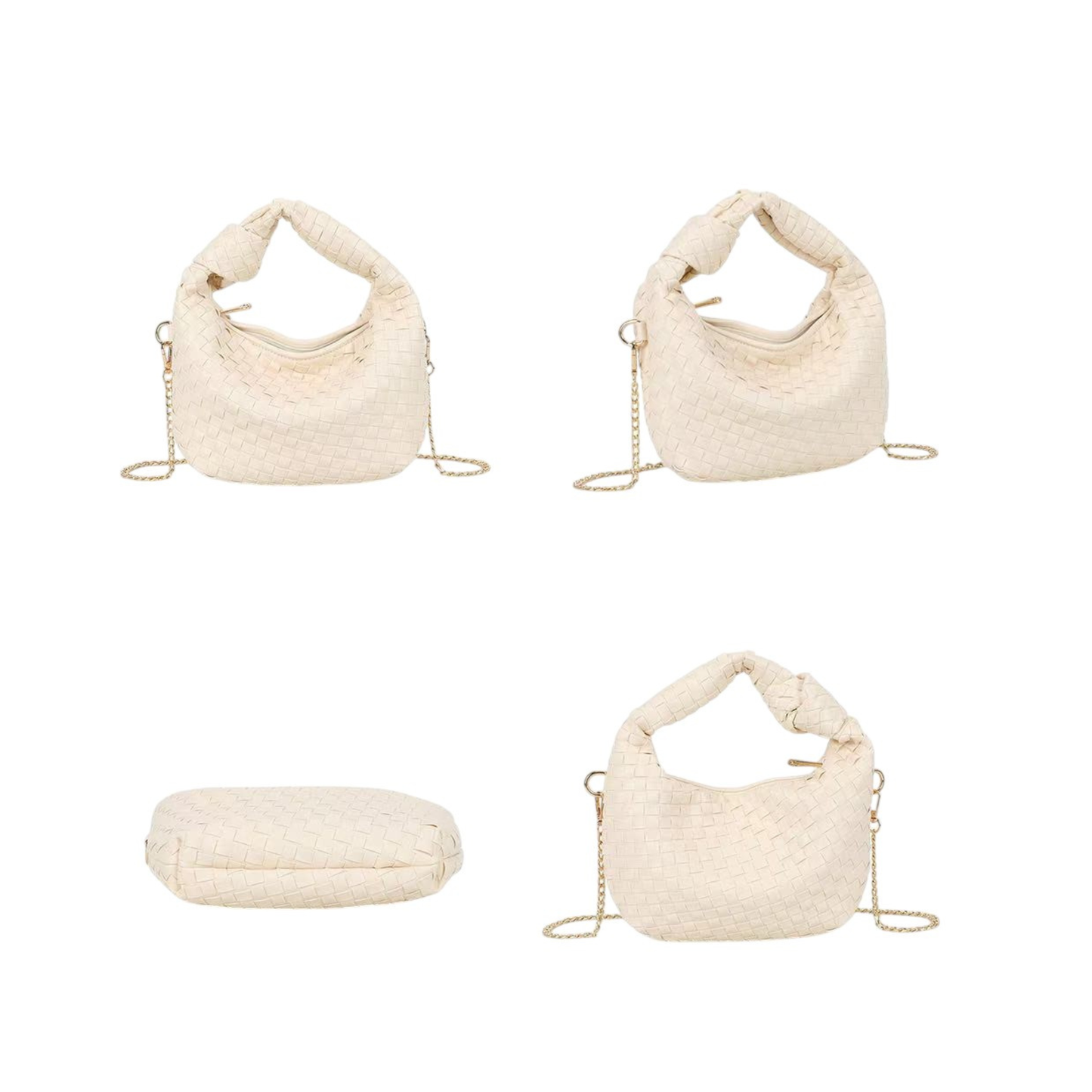 Sac bandoulière beige tressé Gallantry – Petit sac chic avec chaîne