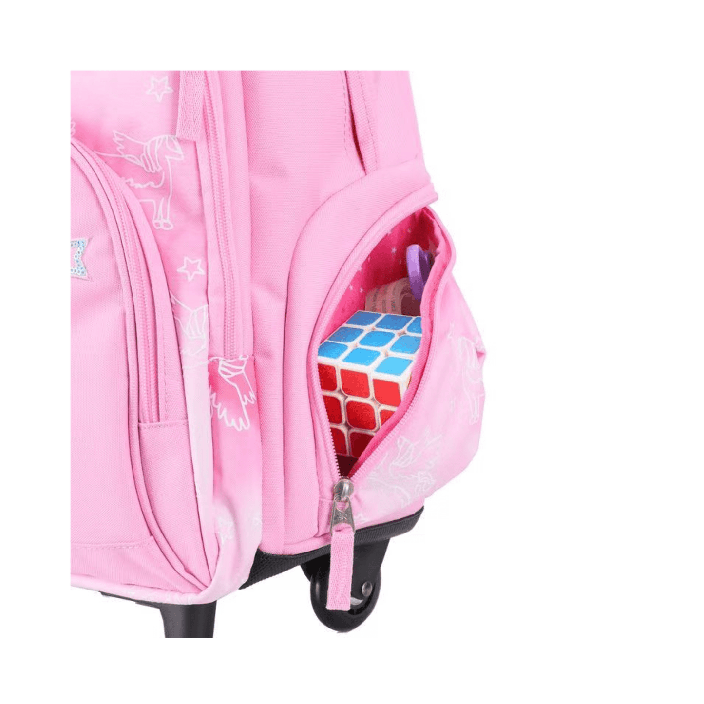 Sac à dos trolley Snowball Licorne Sequins Rose